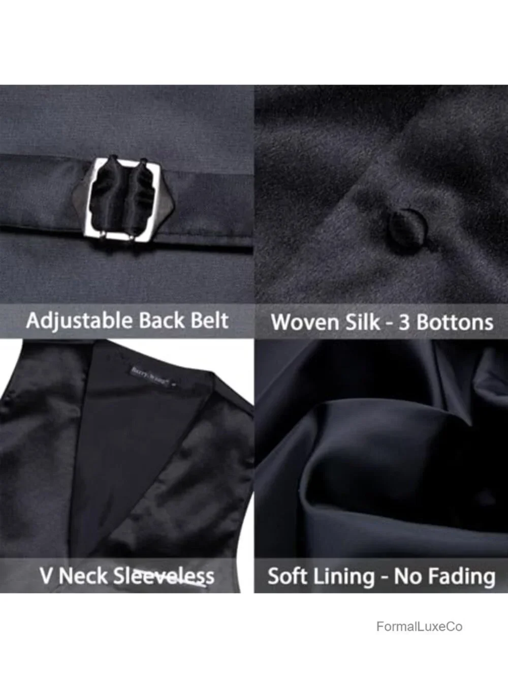 Men's 5PC Slim Fit Vest Set with Tie, Bowtie, Pocket Square, Cufflinks - V-Neck